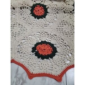 Homemade Cottage Core Granny Rose Chunky Knitted Throw Crochet Blanket Large